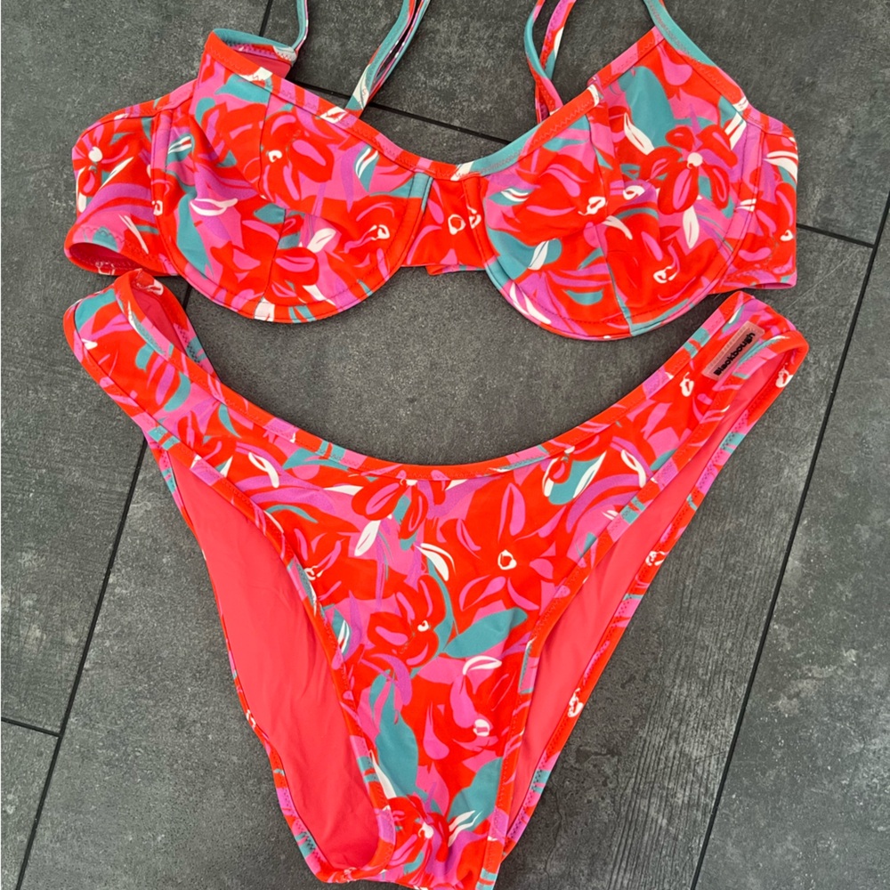 Blackbough Red and Pink “Spicy Peppers” Floral Bikini set